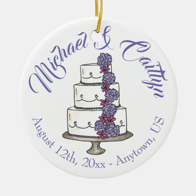 Tiered Wedding Cake Brautparty Jubiläum Keramik Ornament (Vorne)