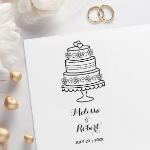 Tiered Wedding Cake Bride Groom Namen Gummistempel