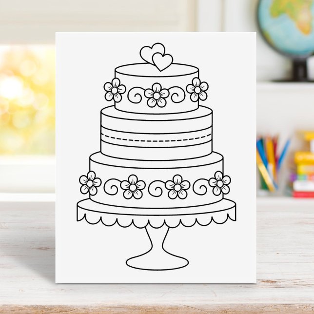 Tiered Wedding Cake Coloring Page Gummistempel (Von Creator hochgeladen)