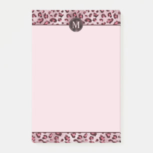 Tiereindruck Rosa Leopard mit falschem Folienmonog Post-it Klebezettel