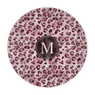 Tiereindruck Rosa Leopard mit falschem Folienmonog Schneidebrett