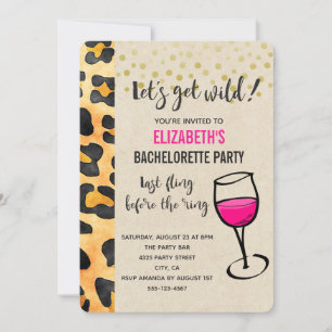 Tiereindruck und Glas Bachelorette-Party Einladung