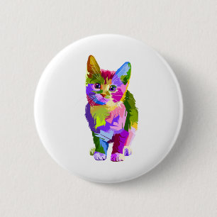 Tierfarbige Dekoration Katzendesign Geometrie Button