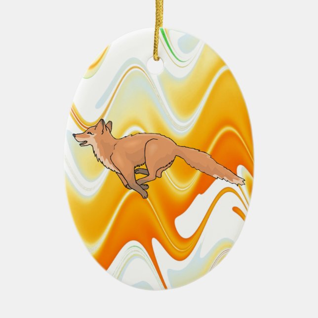 Tierfox-Waldbüro-Party-Duschen-Digital-Kunst Keramikornament (Vorne)
