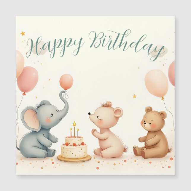 Tierfreude mit Balloons Magnetkarte (Vorderseite)