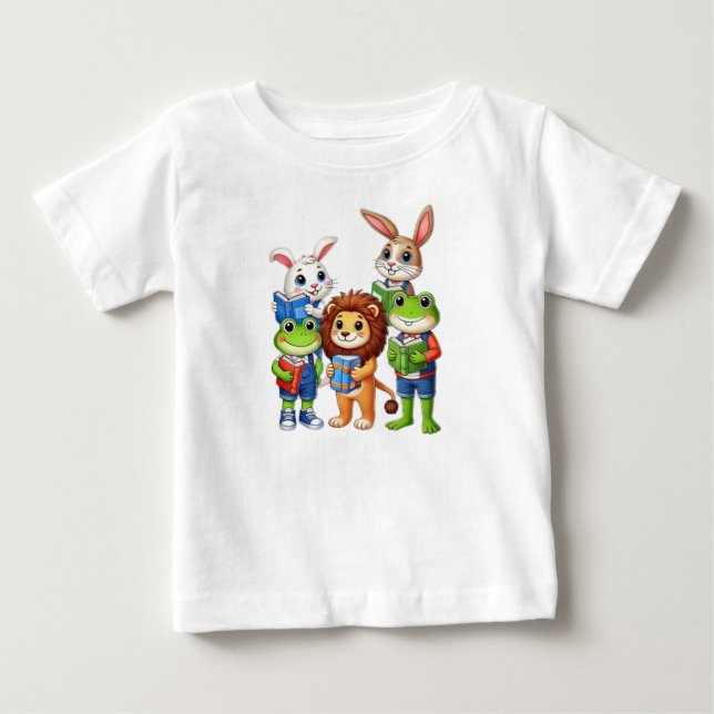 Tierfreunde und -bücher für kleine Lernende Baby T-shirt (Vorderseite)