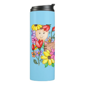 Tierfreunde unter Blumen Thermosbecher