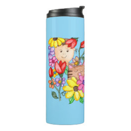 Tierfreunde unter den Blumen Thermosbecher