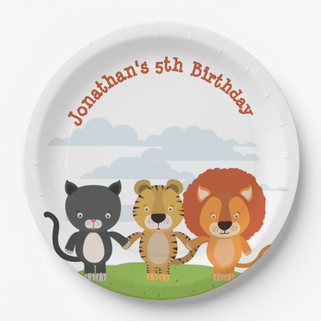 Tierfreunde zum Geburtstag Pappteller (Vorderseite)