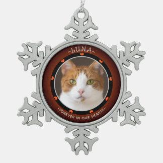 Tiergedenken, Katzen-Tribut Schneeflocken Zinn-Ornament