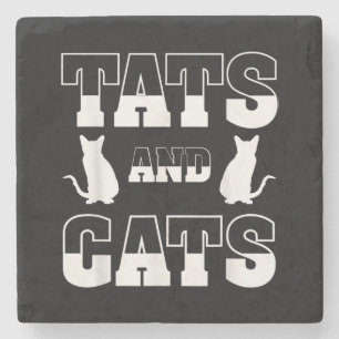 Tiergeschenk von Katzen und Katzen Tattoo-Künstle Steinuntersetzer