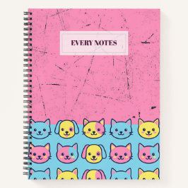 Tiergesichter im Pastell-Look geteilt Notizbuch