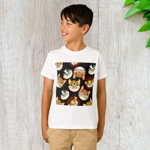 Tiergesichter Muster Katzen Löwen Hunde T-Shirt
