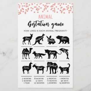 Tiergestation mit Answers Baby Shower Game