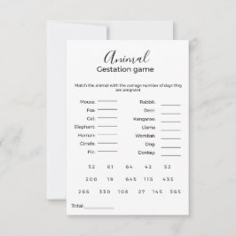 Tiergestationsspiel Babydusche