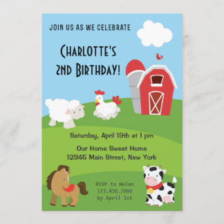 Tierhaltung Geburtstagseinladung farbig Einladung