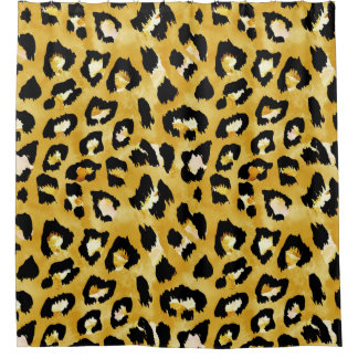 Tierhaut, Aquarellleopard Nahtlos. Duschvorhang
