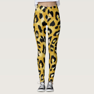 Tierhaut, Aquarellleopard Nahtlos. Leggings