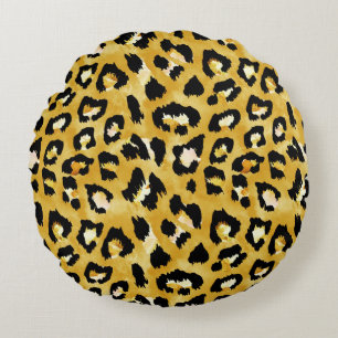 Tierhaut, Aquarellleopard Nahtlos. Rundes Kissen