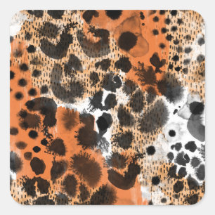 Tierhaut: kreatives Leopardenmuster. Quadratischer Aufkleber