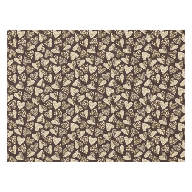 Tierhaut mit Herzen Tischdecke (Vorderseite (Horizontal))