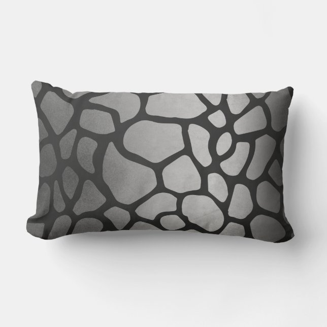Tierhaut Silver Black Giraffe Safari Skin Lendenkissen (Vorderseite)