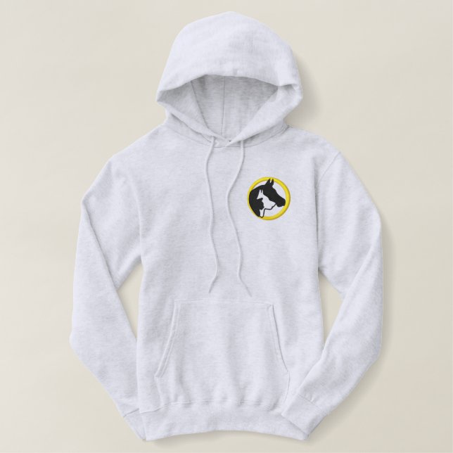 Tierheilung jetzt bestickte männliche Hoodie (Design vorne)