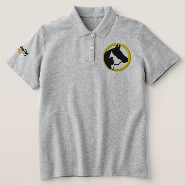 Tierheilung jetzt Frauen bestickter Polo (Design Vorderseite )