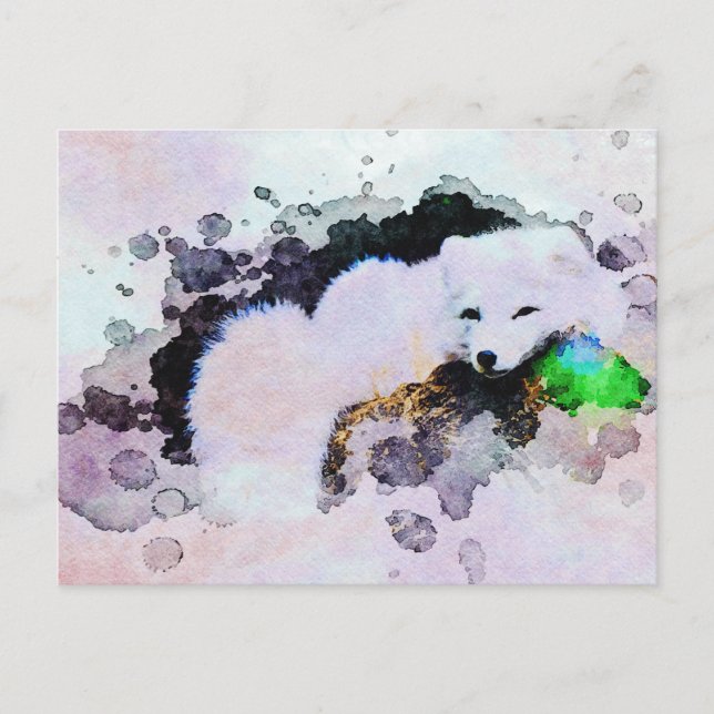 *~* Tierische AP18-SchneFox Weißer Polar Fox Postkarte (Vorderseite)