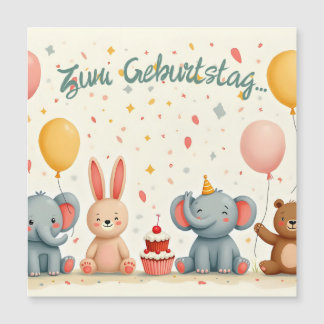 Tierische Freunde im Partyzauber Magnetkarte