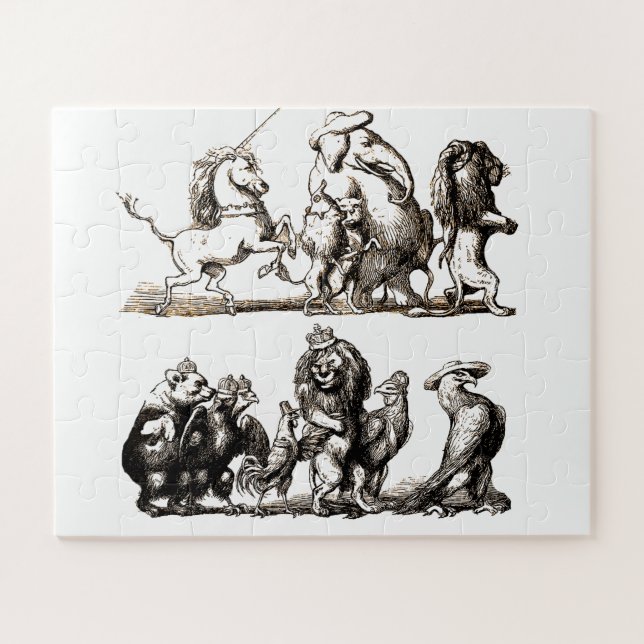 Tierische Niedliche Kunst Einhorn Elefant Löwe Zoo (Horizontal)