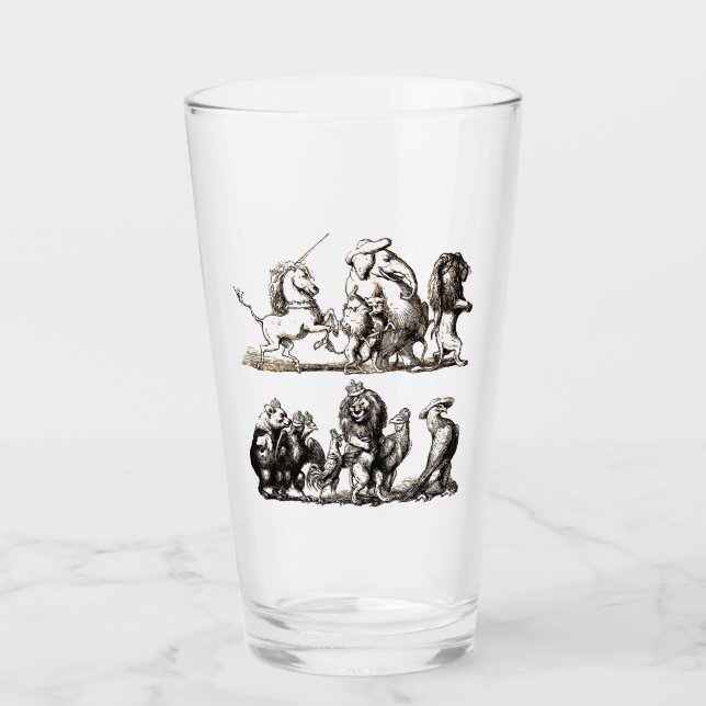 Tierische Niedliche Kunst Einhorn Elefant Löwe Zoo Glas (Vorderseite)