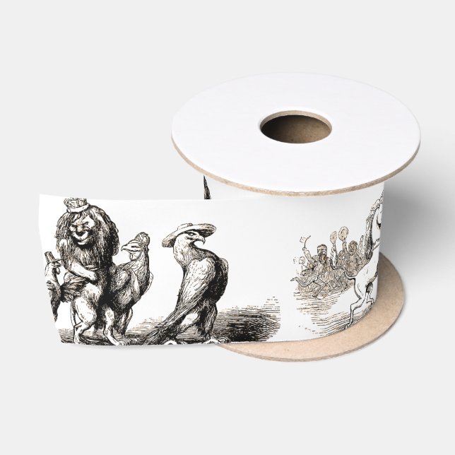 Tierische Niedliche Kunst Einhorn Elefant Löwe Zoo Satinband (Spule)