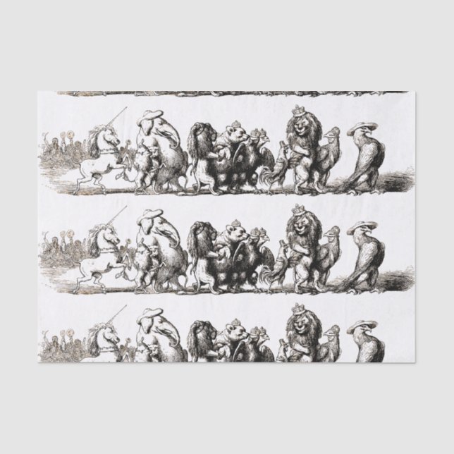 Tierische Niedliche Kunst Einhorn Elefant Löwe Zoo Seidenpapier (Vorderseite)