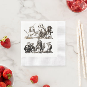 Tierische Niedliche Kunst Einhorn Elefant Löwe Zoo Serviette