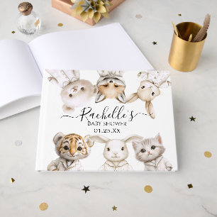 Tierische Pyjama-Tiere: Weiche Pastell-Party-Akzen Gästebuch