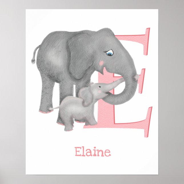 Tierisches ABC E ist für den Elefantendruck bestim Poster (Vorne)