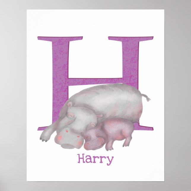 Tierisches ABC H ist für den Hippo-Druck geeignet Poster (Vorne)