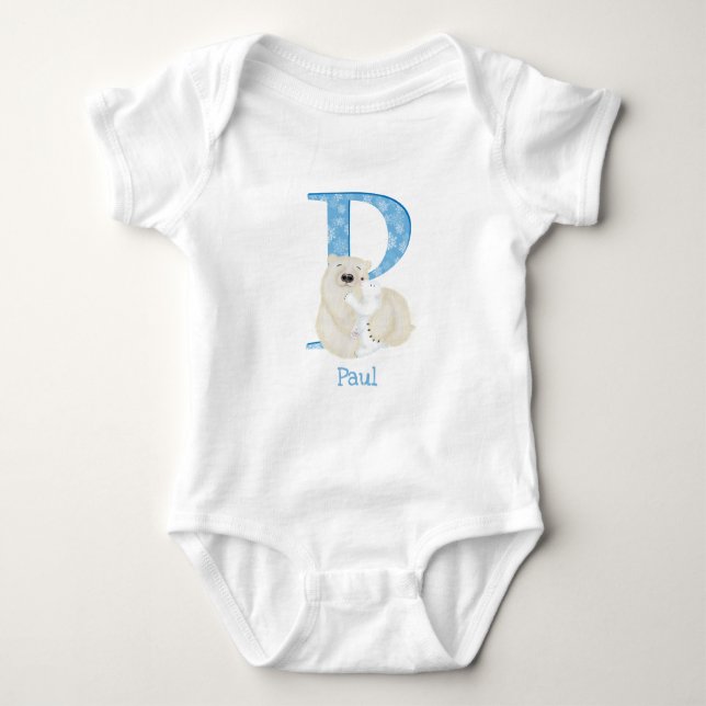 Tierisches ABC P ist ein Baby-Bodysuit für Eisbäre Baby Strampler (Vorderseite)