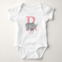 Tierisches ABC R ist ein Baby-Bodysuit für Rhino