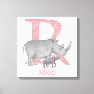 Tierisches ABC R ist für den Ausdruck "Rhinocanvas Leinwanddruck