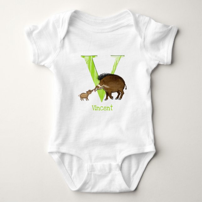 Tierisches ABC V ist für Visayan-Schweinekörper-An Baby Strampler (Vorderseite)