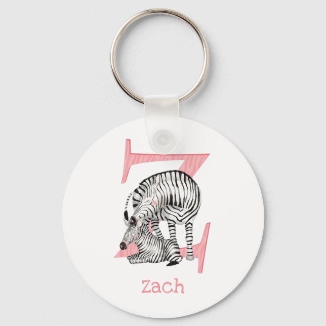 Tierisches ABC Z für Zebra-Schlüsselring Schlüsselanhänger (Vorderseite)