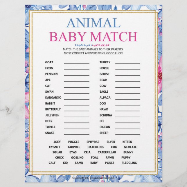 tierisches Babymatte [Aquarellfarben] Briefbogen (Vorderseite)