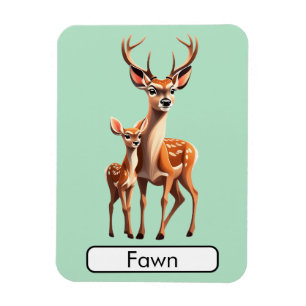 Tierisches Flashcard Deer/Fawn, flexibles Foto Mag Magnet