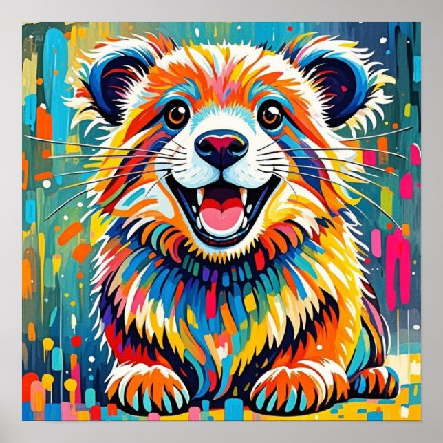 Tierisches Kunstdesign mit kühlem, dynamischem Des Poster (Vorne)