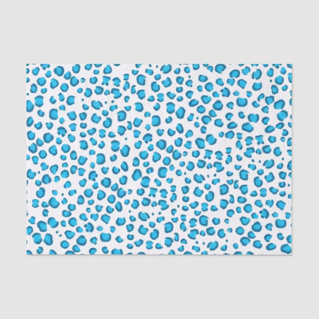Tierisches Leopard Muster blaues Geschenk Seidenpapier (Vorderseite)