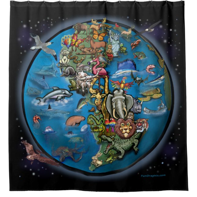 tierisches Planet Duschvorhang (Vorderseite)