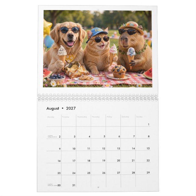 Tierkalender 2027 kalender (Aug 2027)