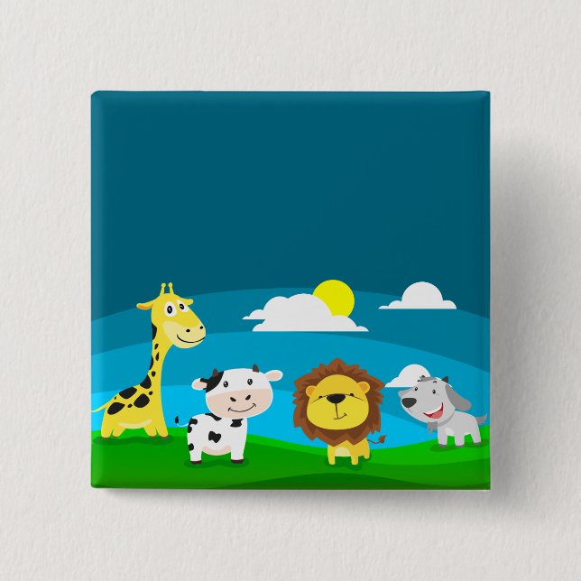 Tierkartoon Button (Vorderseite)